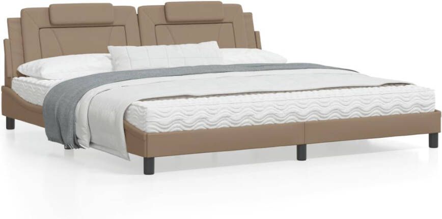 VidaXL Bedframe Viana zonder matras kunstleer cappuccinokleurig 200x200 cm - Foto 11