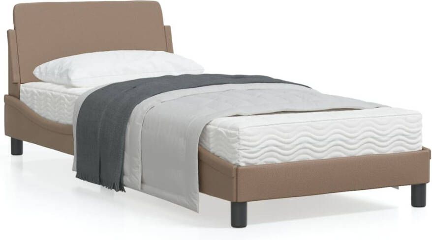 VidaXL -Bedframe-met-hoofdbord-kunstleer-cappuccinokleurig-90x200-cm - Foto 4