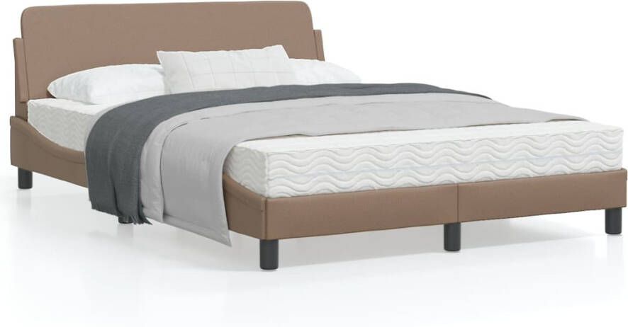 VidaXL -Bedframe-met-hoofdbord-kunstleer-cappucinnokleurig-140x190-cm - Foto 3