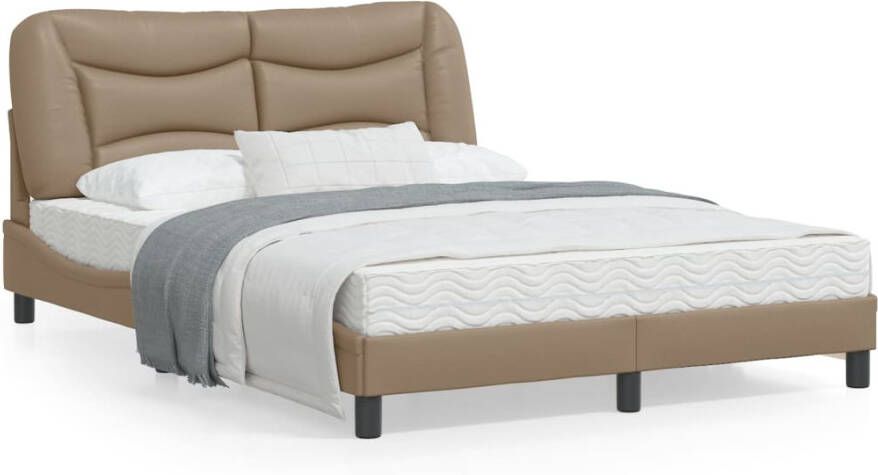 VidaXL -Bedframe-met-hoofdbord-kunstleer-cappucinnokleurig-140x190-cm - Foto 3