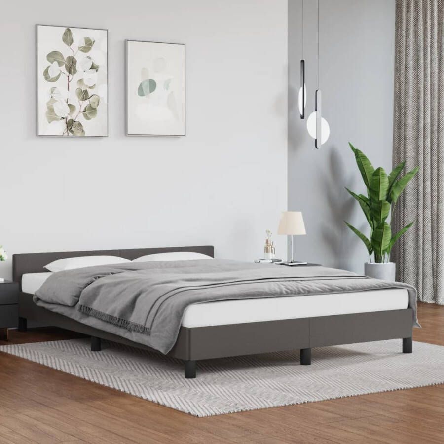 VidaXL Bedframe met hoofdeinde zonder matras 140x190 cm grijs