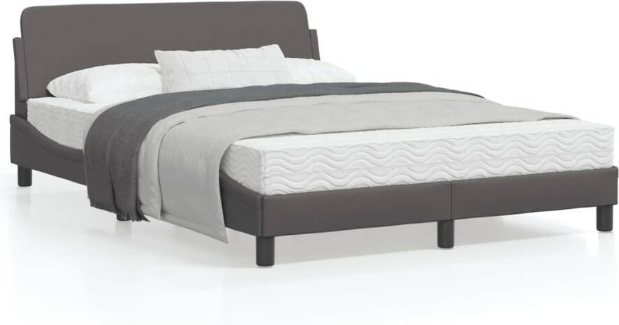VidaXL -Bedframe-met-hoofdbord-kunstleer-grijs-140x200-cm - Foto 3