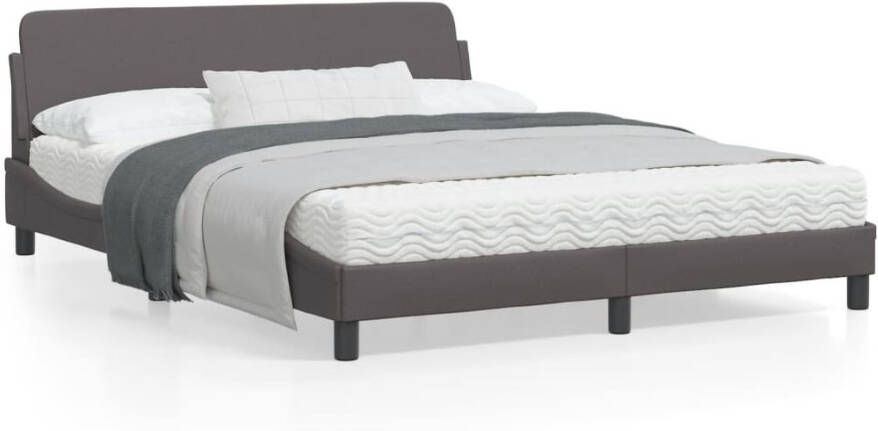 VidaXL -Bedframe-met-hoofdbord-kunstleer-grijs-160x200-cm - Foto 3
