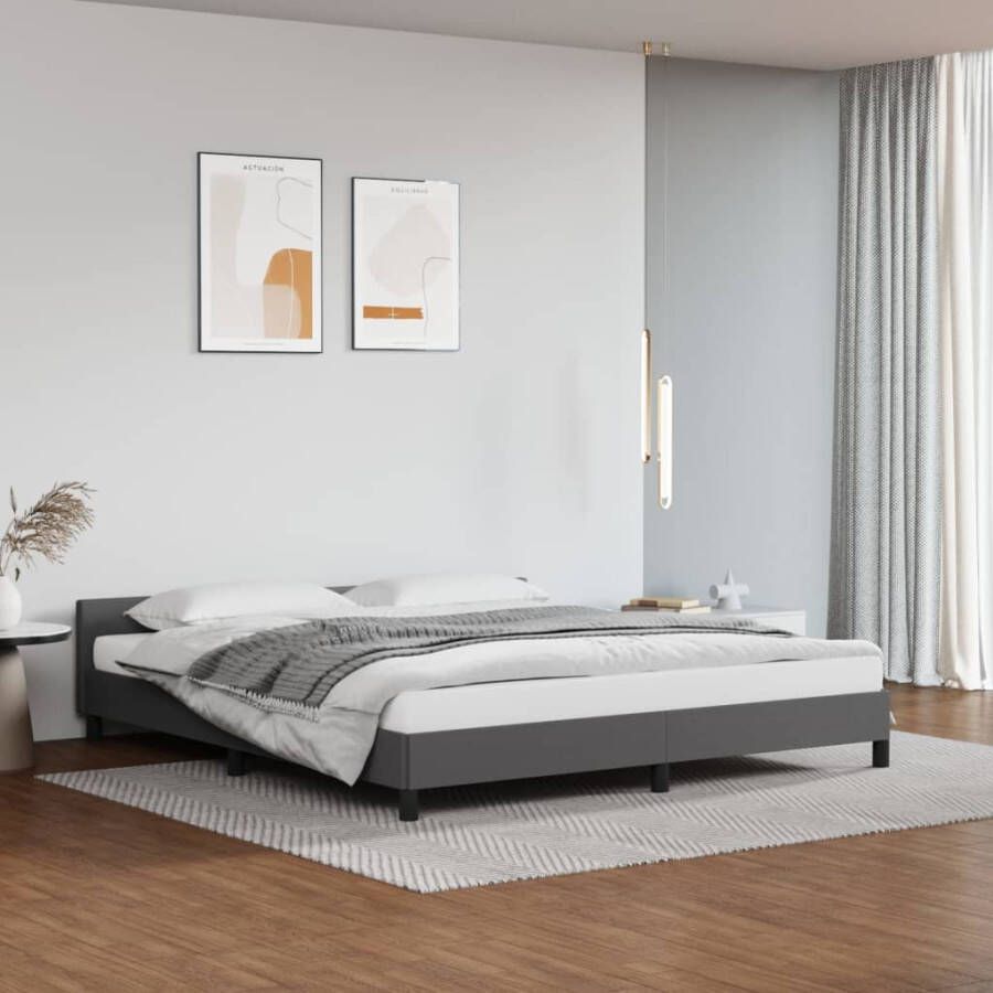 VidaXL Bedframe met hoofdeinde zonder matras 160x200 cm grijs