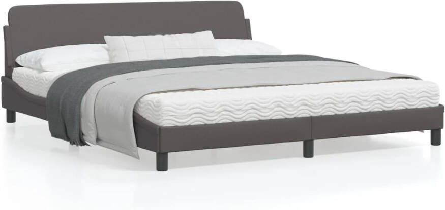 VidaXL -Bedframe-met-hoofdbord-kunstleer-grijs-180x200-cm - Foto 4