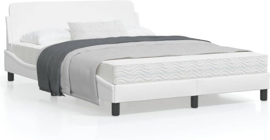 VidaXL -Bedframe-met-hoofdbord-kunstleer-wit-140x190-cm - Foto 3