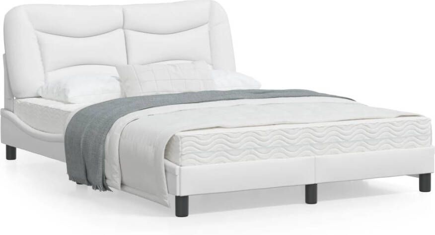 VidaXL Bedframe zonder matras Hvar kunstleer wit 140x190 cm - Foto 3