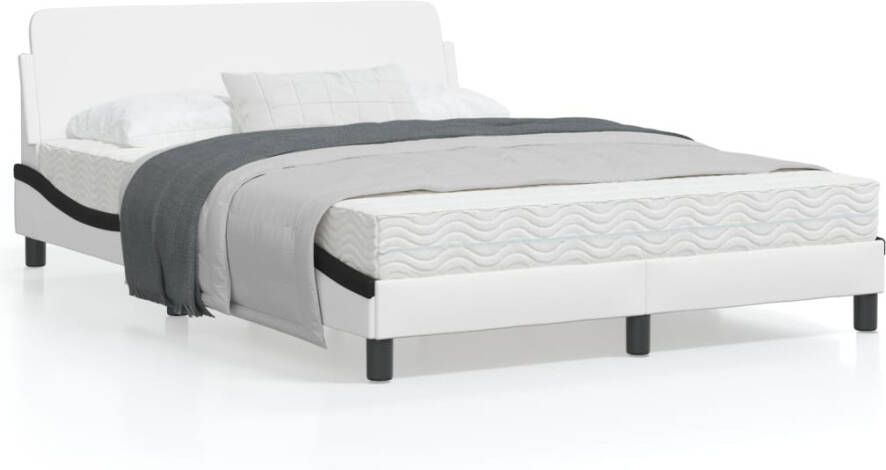 VidaXL Bedframe Viana zonder matras kunstleer wit en zwart 140x190 cm - Foto 7