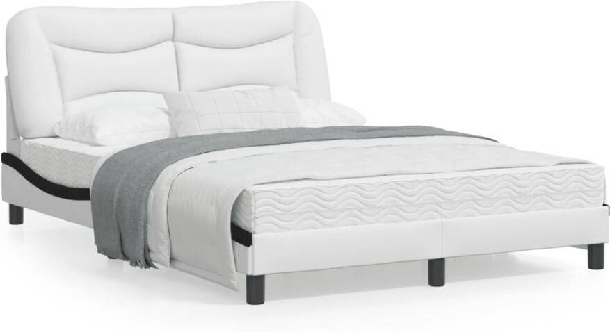 VidaXL Bedframe Viana zonder matras kunstleer wit en zwart 140x190 cm - Foto 5