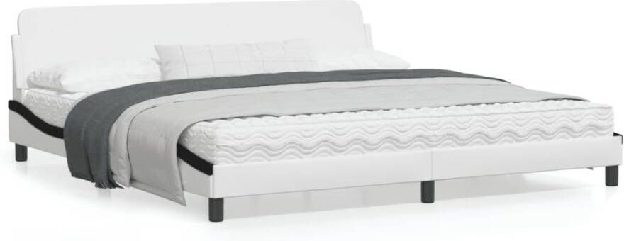 VidaXL Bedframe Viana zonder matras kunstleer wit en zwart 200x200 cm - Foto 11