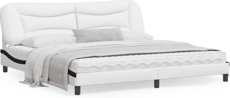 VidaXL Bedframe Viana zonder matras kunstleer wit en zwart 200x200 cm - Foto 8