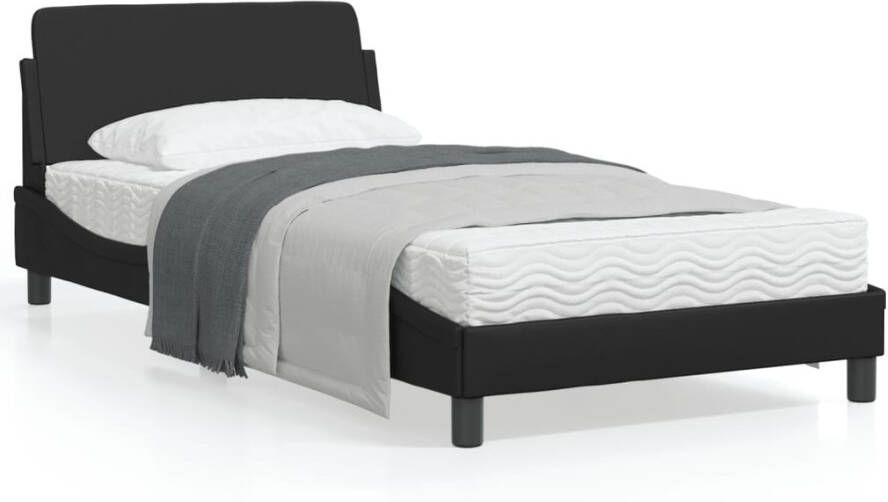 VidaXL -Bedframe-met-hoofdbord-kunstleer-zwart-100x200-cm - Foto 4