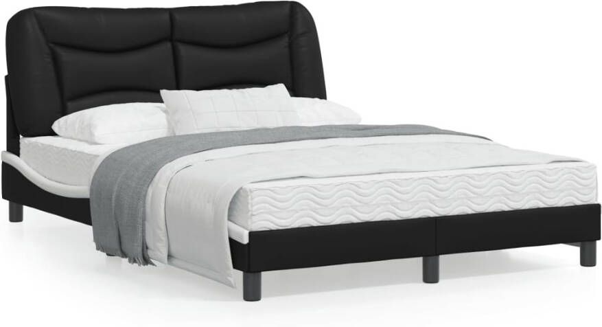 VidaXL Bedframe zonder matras Hvar kunstleer zwart en wit 140x190 cm - Foto 3