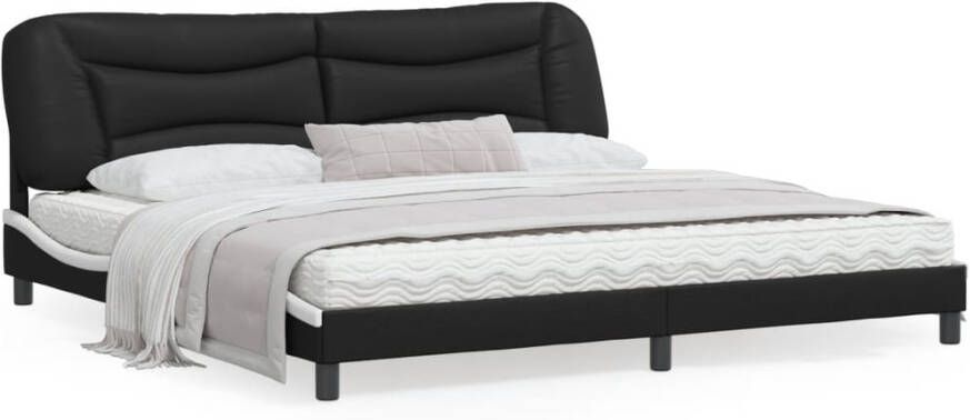 VidaXL Bedframe zonder matras Hvar kunstleer zwart en wit 200x200 cm - Foto 4