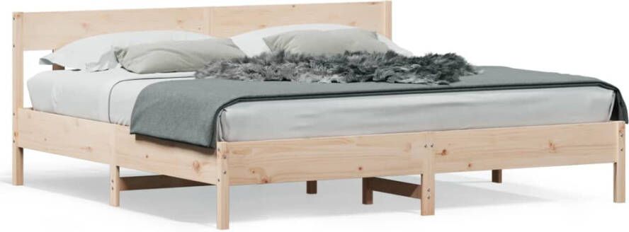 VidaXL -Bedframe-met-hoofdbord-massief-grenenhout-200x200-cm - Foto 4