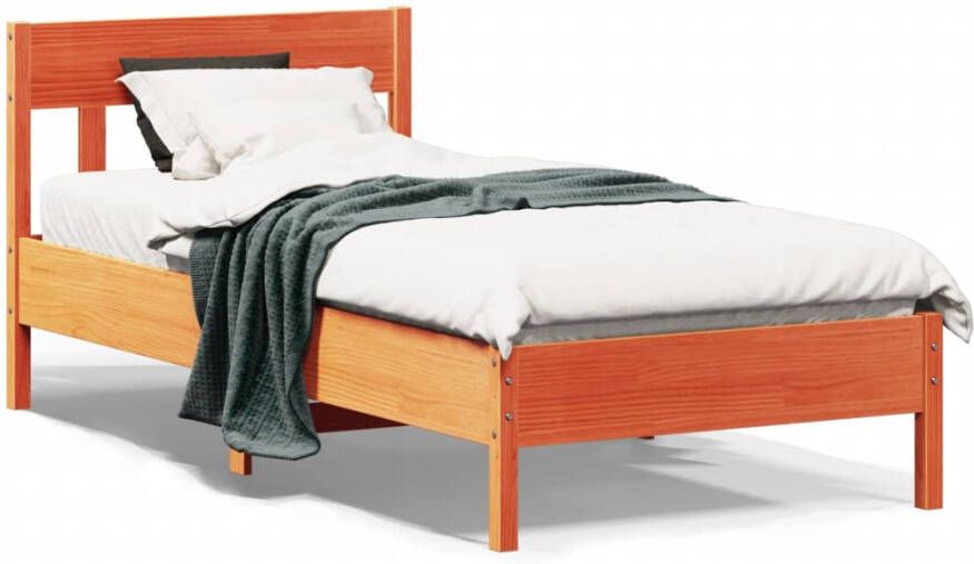 VidaXL -Bedframe-met-hoofdbord-massief-grenenhout-wasbruin-100x200-cm - Foto 6