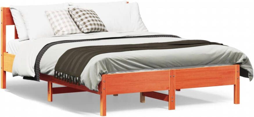 VidaXL -Bedframe-met-hoofdbord-massief-grenenhout-wasbruin-160x200-cm - Foto 4