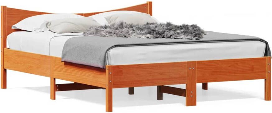 VidaXL -Bedframe-met-hoofdbord-massief-grenenhout-wasbruin-160x200-cm - Foto 4