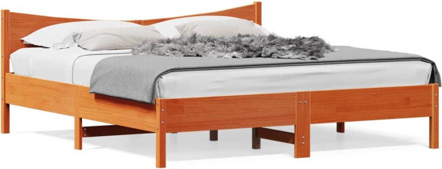 VidaXL -Bedframe-met-hoofdbord-massief-grenenhout-wasbruin-180x200-cm - Foto 4