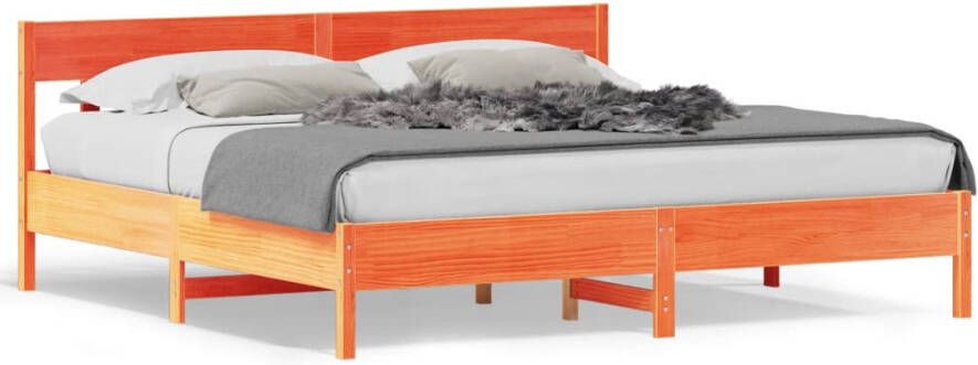 VidaXL -Bedframe-met-hoofdbord-massief-grenenhout-wasbruin-200x200-cm - Foto 4