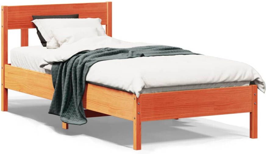 VidaXL -Bedframe-met-hoofdbord-massief-grenenhout-wasbruin-75x190-cm - Foto 4