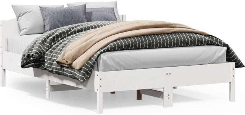 VidaXL -Bedframe-met-hoofdbord-massief-grenenhout-wit-120x200-cm - Foto 4