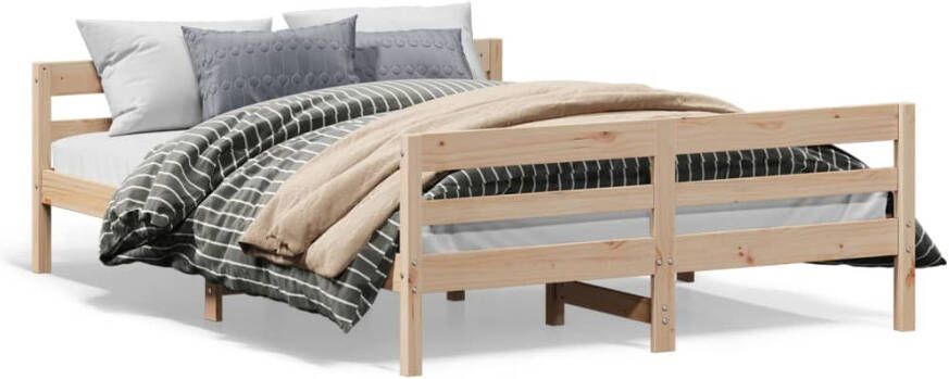 VidaXL -Bedframe-met-hoofdbord-massief-grenenhout-wit-140x200-cm - Foto 4