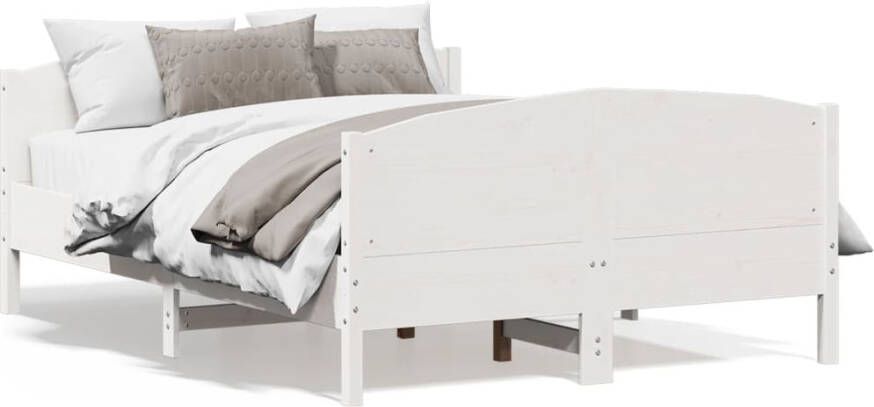 VidaXL -Bedframe-met-hoofdbord-massief-grenenhout-wit-140x200-cm - Foto 5