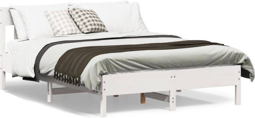 VidaXL -Bedframe-met-hoofdbord-massief-grenenhout-wit-150x200-cm - Foto 4