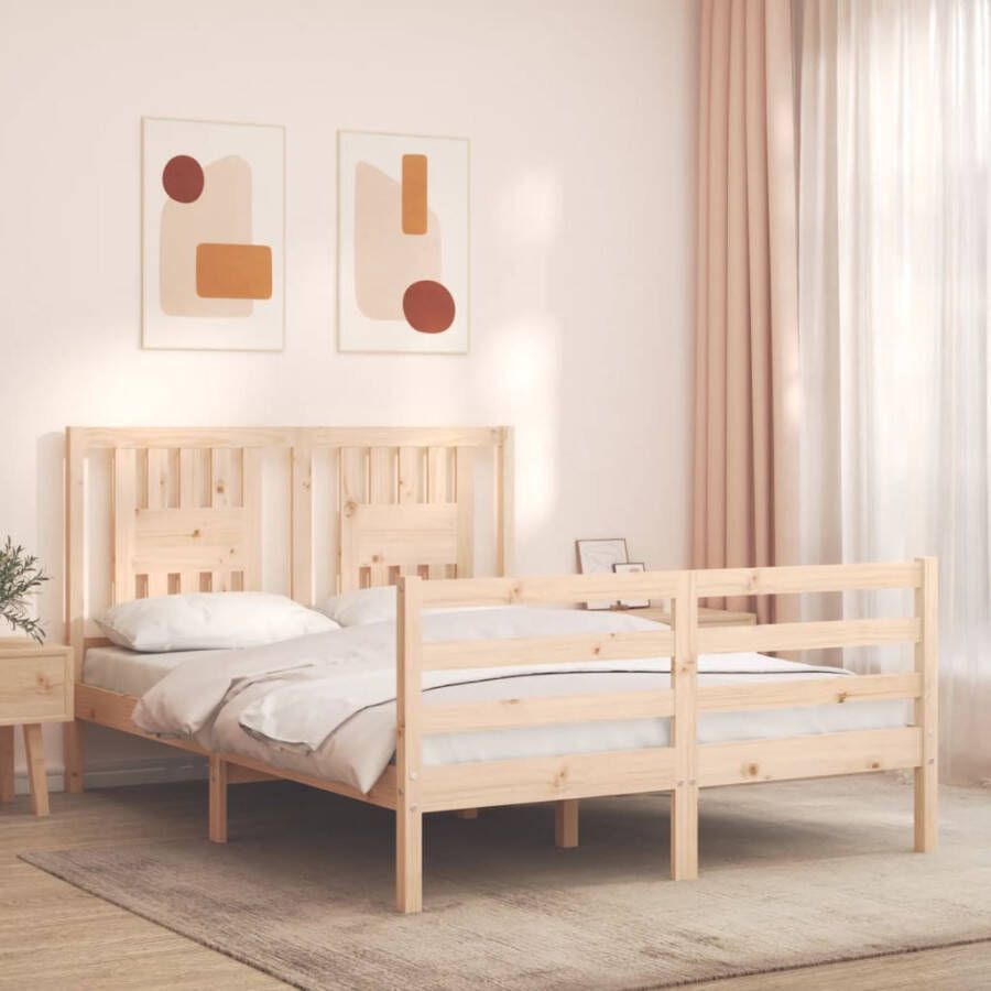 VidaXL -Bedframe-met-hoofdbord-massief-grenenhout-wit-140x200-cm - Foto 13