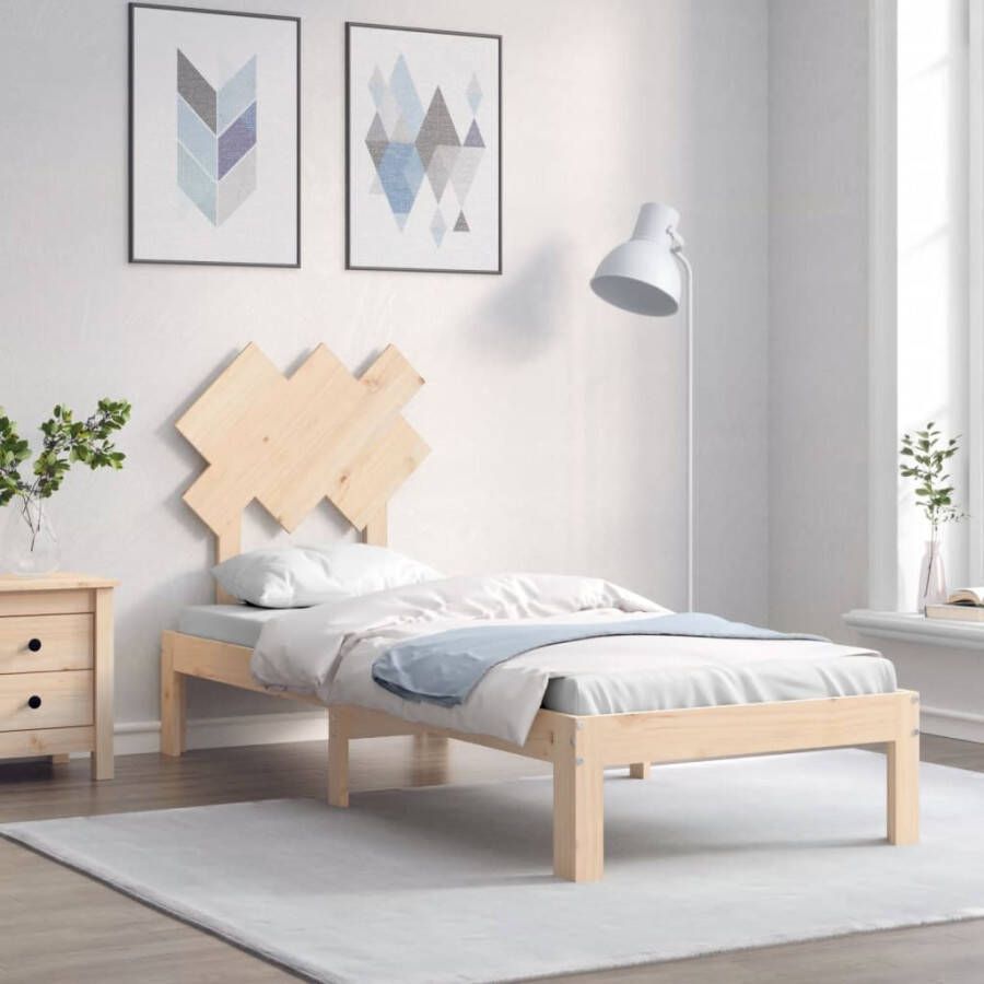 VidaXL -Bedframe-met-hoofdbord-massief-hout-2FT6-Small-Single - Foto 2