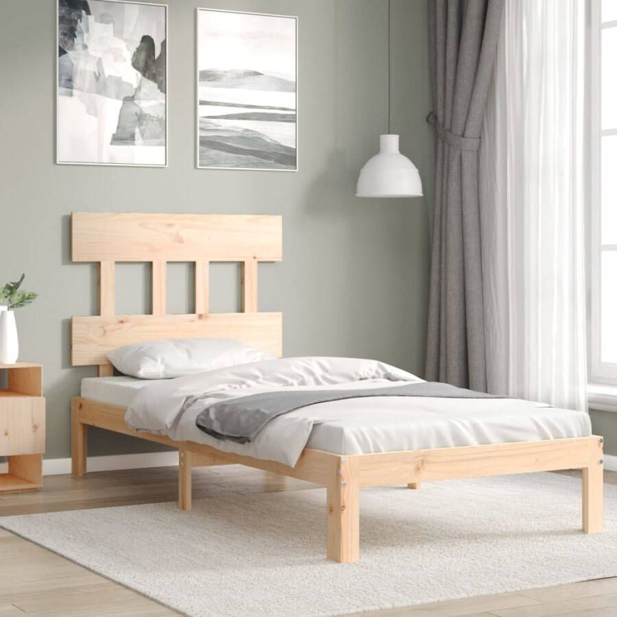 VidaXL -Bedframe-met-hoofdbord-massief-hout-2FT6-Small-Single - Foto 2