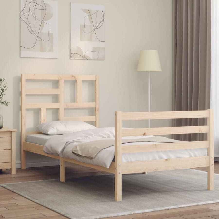 VidaXL Bedframe met hoofdbord massief hout 2FT6 Small Single - Foto 3