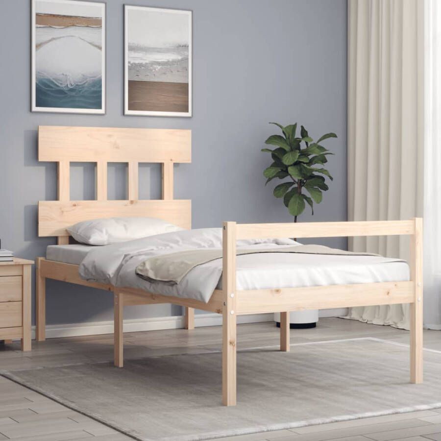 VidaXL -Bedframe-met-hoofdbord-massief-hout-2FT6-Small-Single - Foto 6