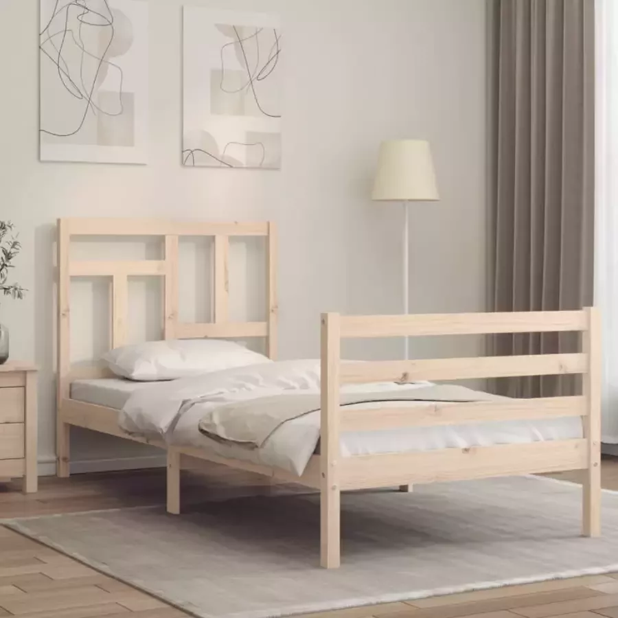 VidaXL -Bedframe-met-hoofdbord-massief-hout-2FT6-Small-Single - Foto 8