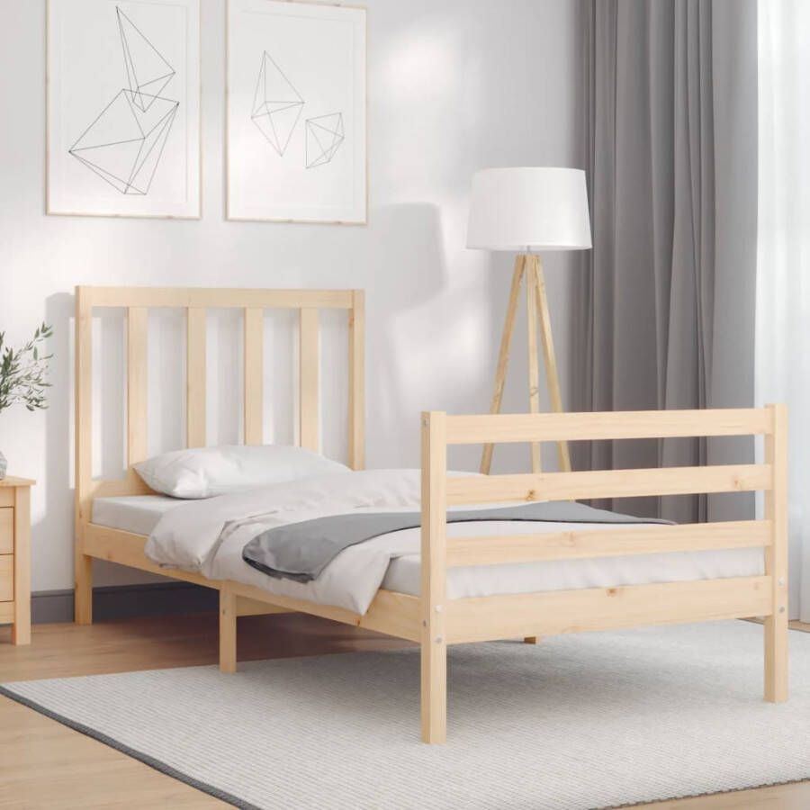 VidaXL -Bedframe-met-hoofdbord-massief-hout-2FT6-Small-Single - Foto 4