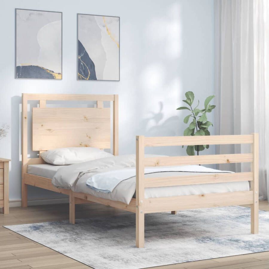 VidaXL -Bedframe-met-hoofdbord-massief-hout-2FT6-Small-Single