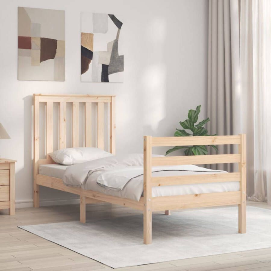 VidaXL -Bedframe-met-hoofdbord-massief-hout-2FT6-Small-Single