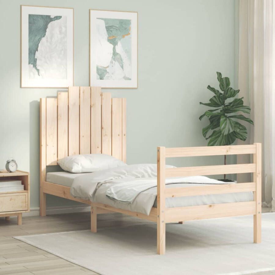 VidaXL -Bedframe-met-hoofdbord-massief-hout-2FT6-Small-Single - Foto 4