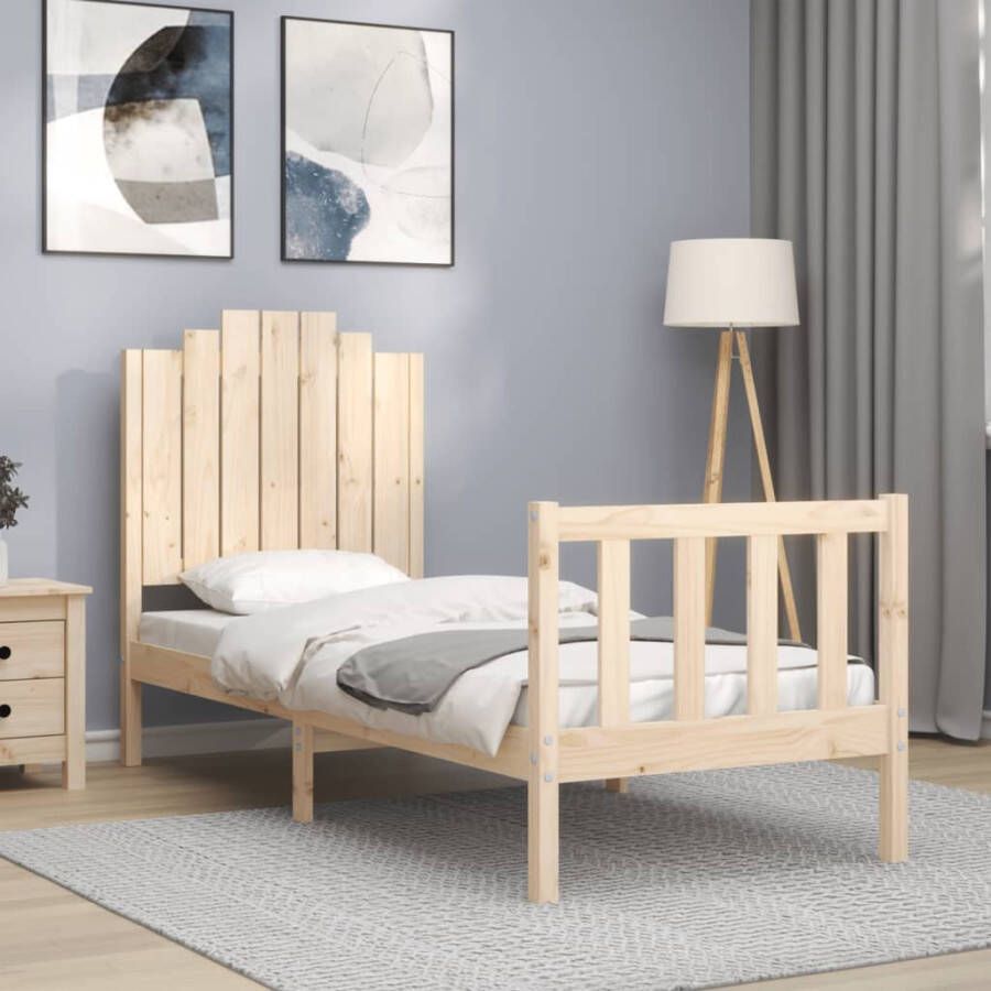 VidaXL -Bedframe-met-hoofdbord-massief-hout-2FT6-Small-Single - Foto 2