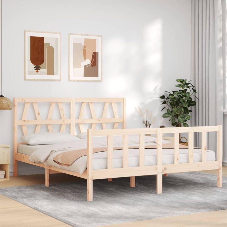 VidaXL -Bedframe-met-hoofdbord-massief-hout-5-FT-King-Size - Foto 8
