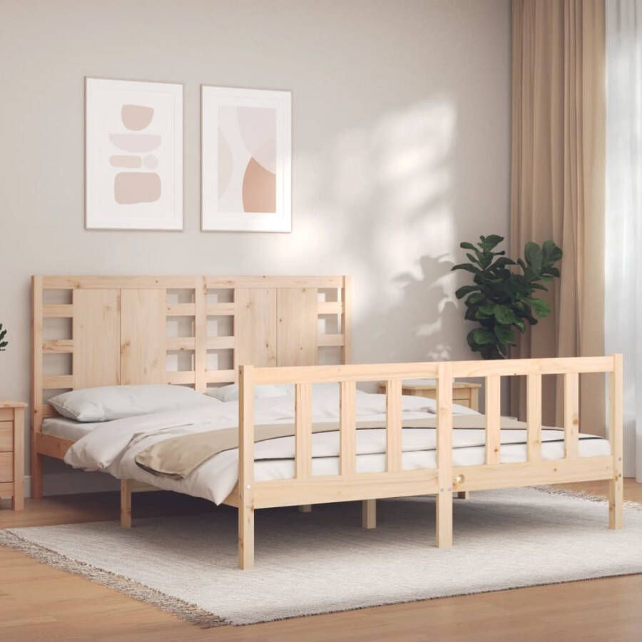 VidaXL -Bedframe-met-hoofdbord-massief-hout-5-FT-King-Size - Foto 9