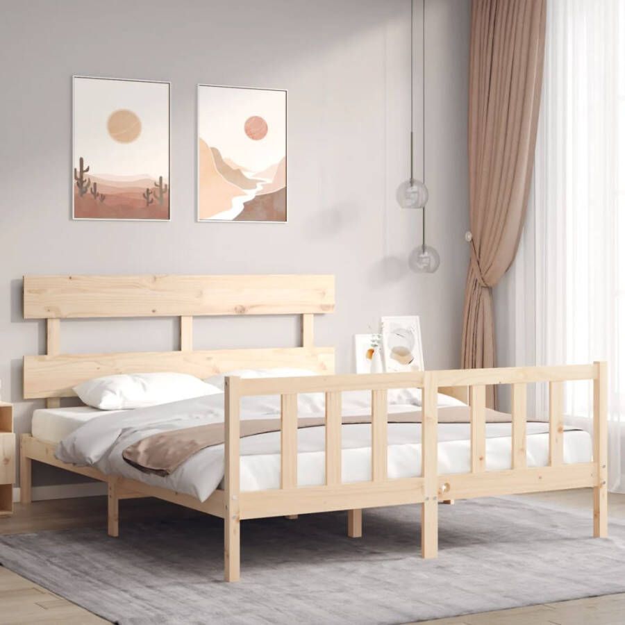VidaXL -Bedframe-met-hoofdbord-massief-hout-5-FT-King-Size - Foto 5