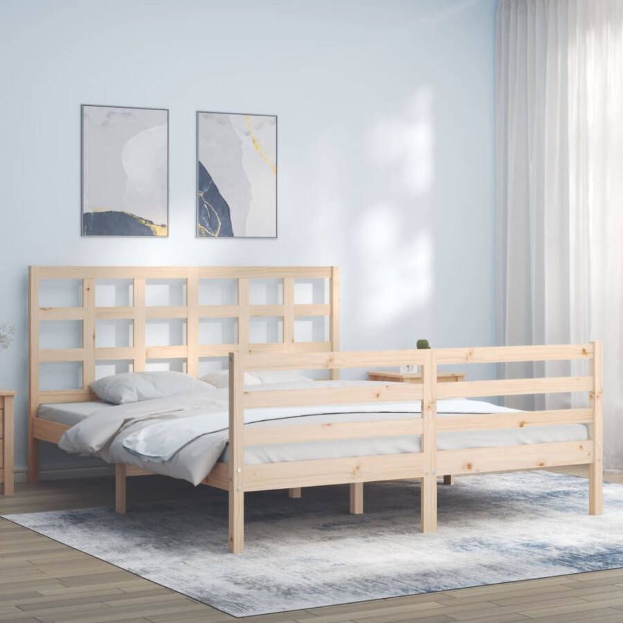 VidaXL -Bedframe-met-hoofdbord-massief-hout-5-FT-King-Size - Foto 8