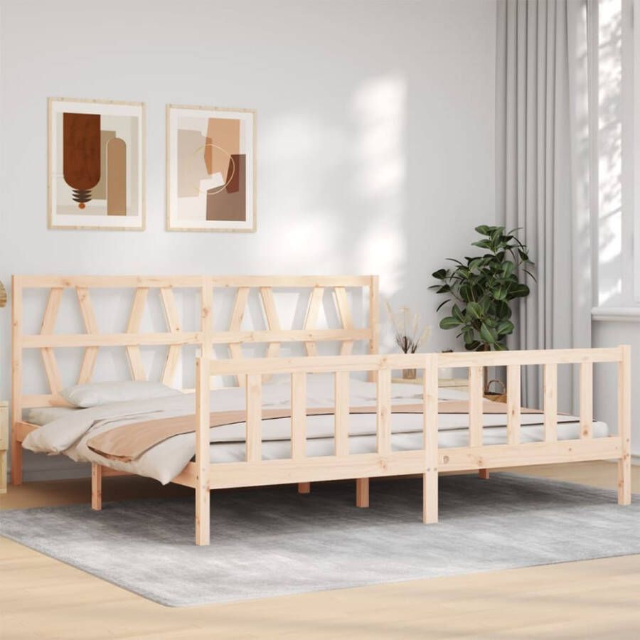 VidaXL -Bedframe-met-hoofdbord-massief-hout-6-FT-Super-King-Size