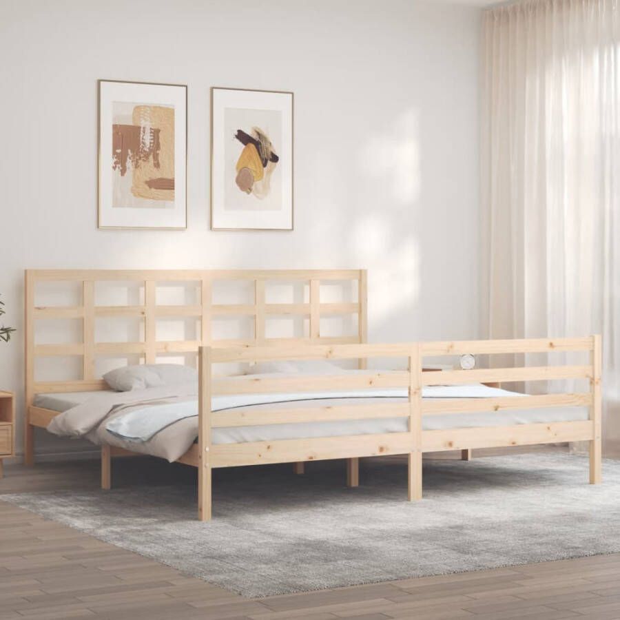 VidaXL -Bedframe-met-hoofdbord-massief-hout-6FT-Super-King