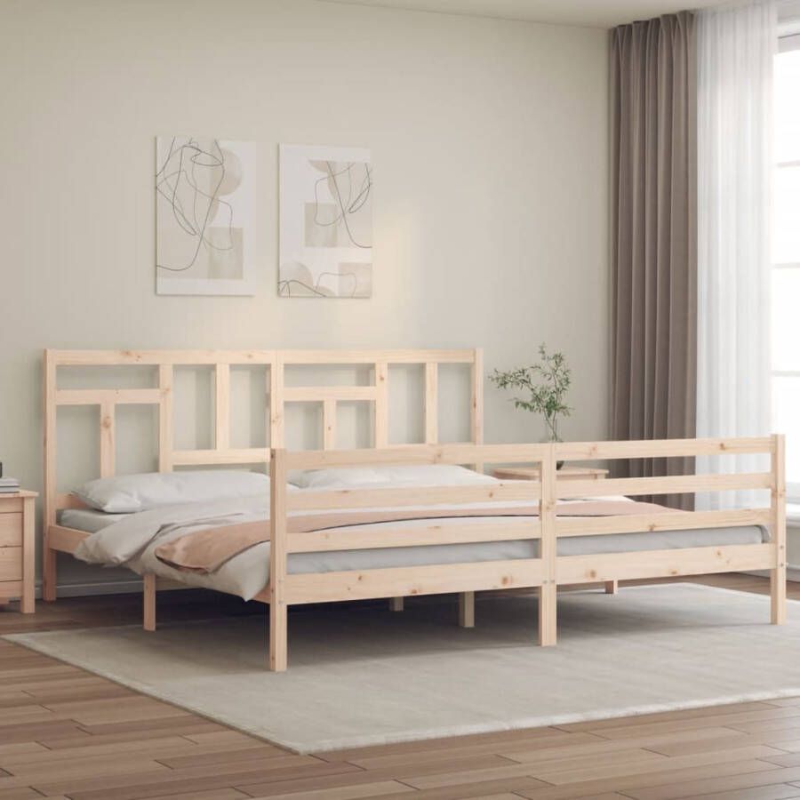 VidaXL -Bedframe-met-hoofdbord-massief-hout-6FT-Super-King