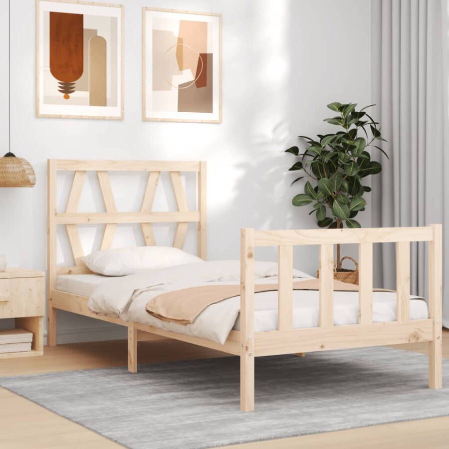 VIDAXL Bedframe met hoofdbord massief hout 90x200 cm