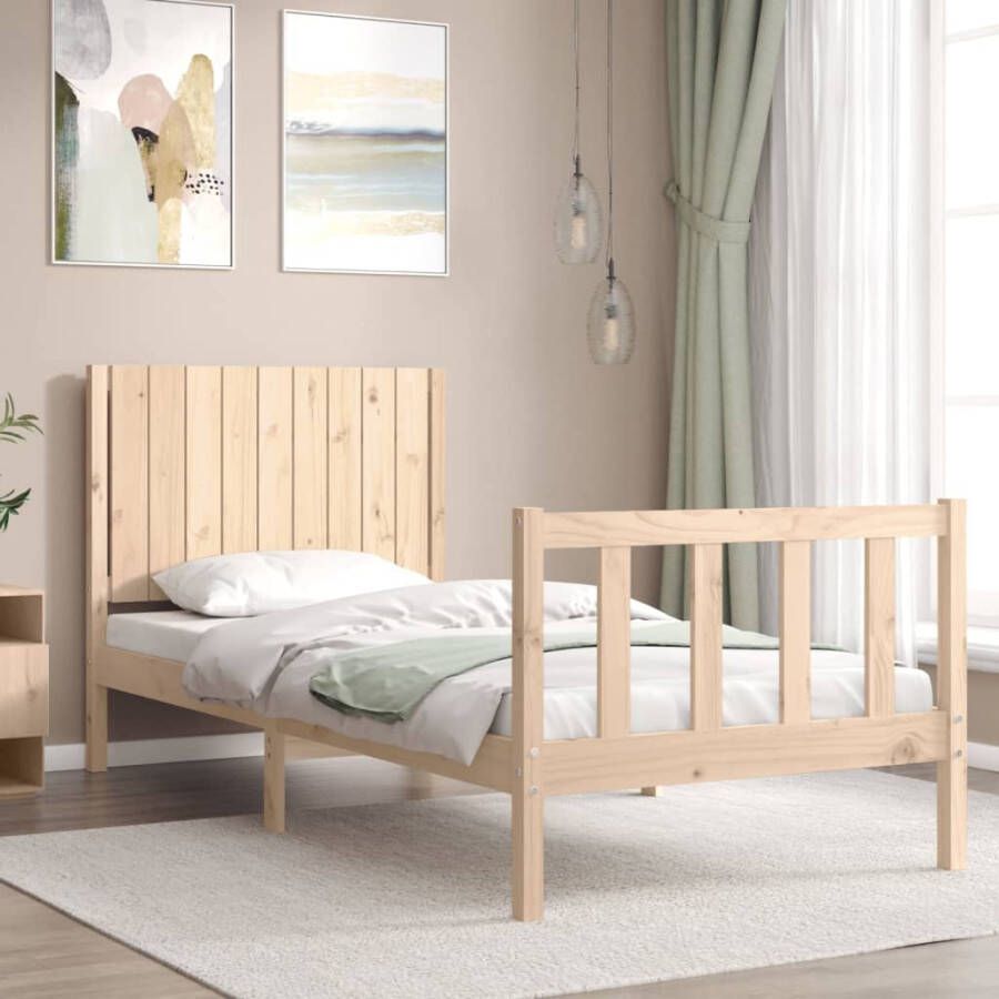 VIDAXL Bedframe met hoofdbord massief hout 90x200 cm