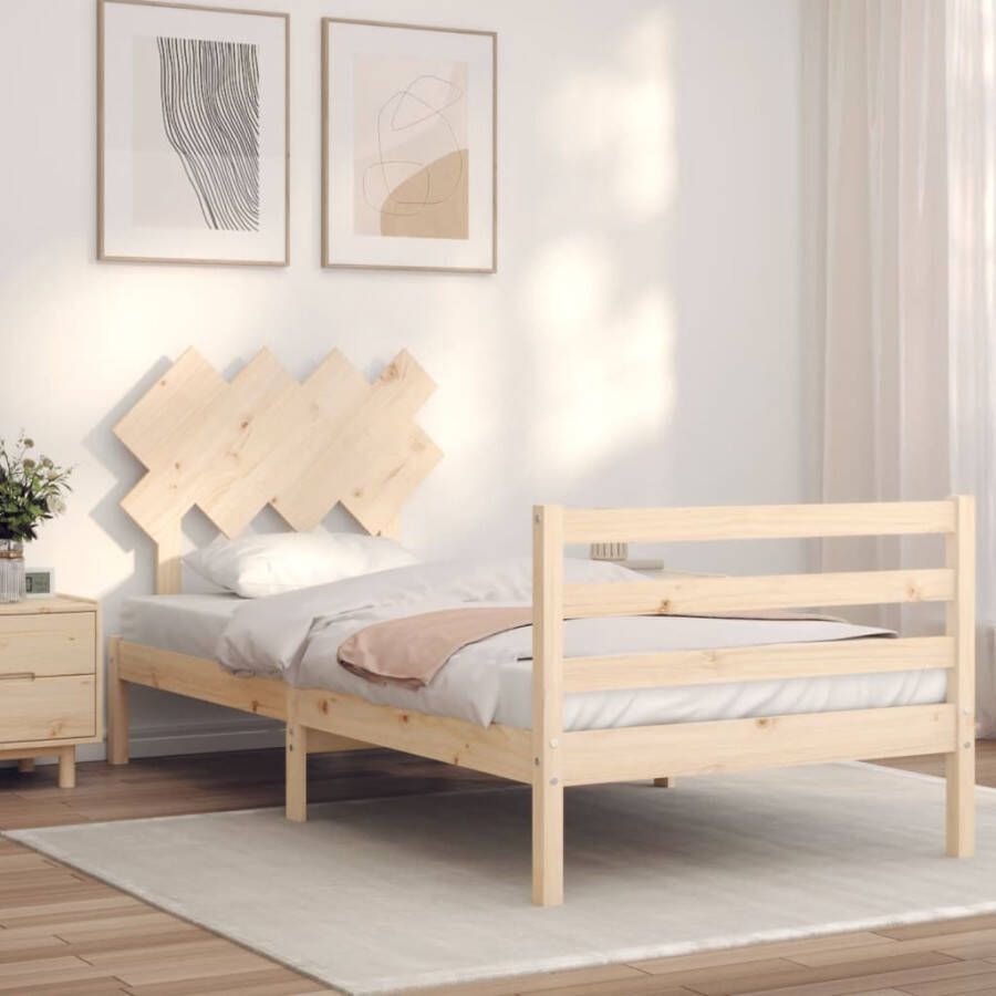 VidaXL -Bedframe-met-hoofdbord-massief-hout-90x200-cm